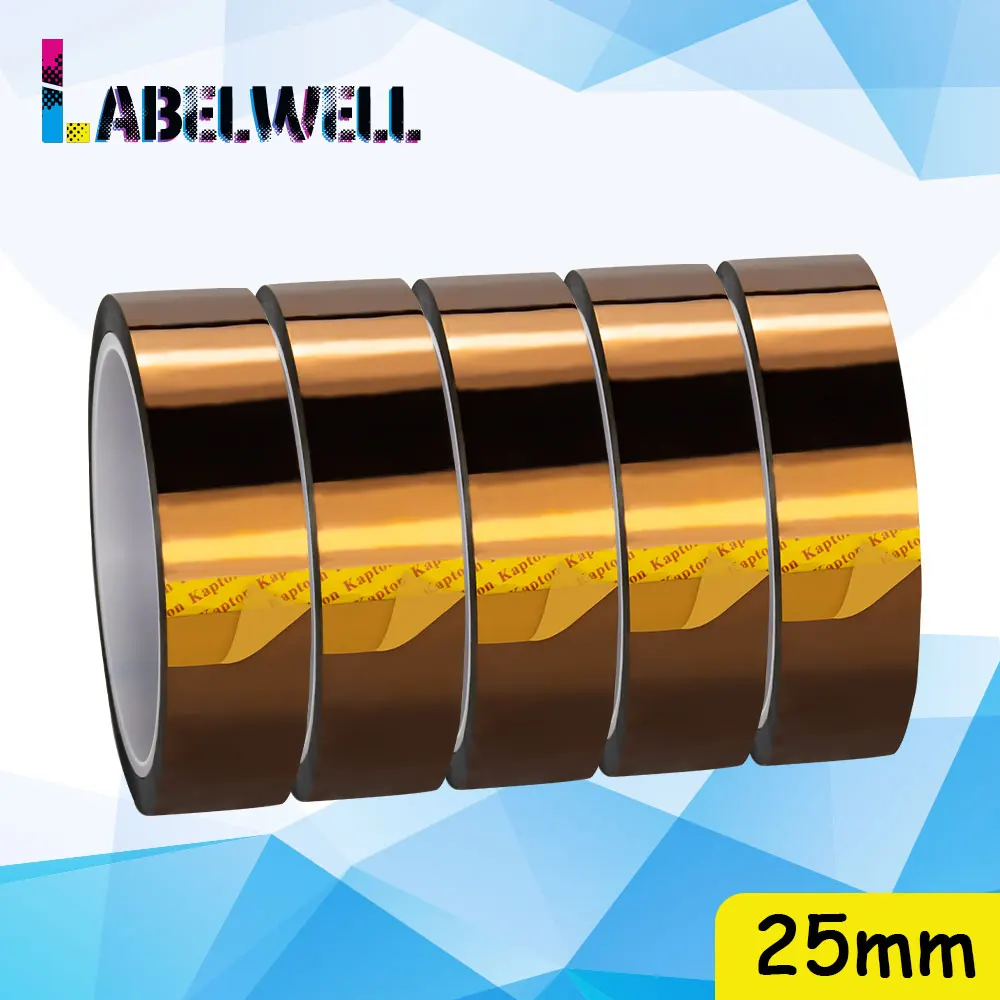 Labelwell Kapton tape 25 мм полиимидная водонепроницаемая клейкая лента