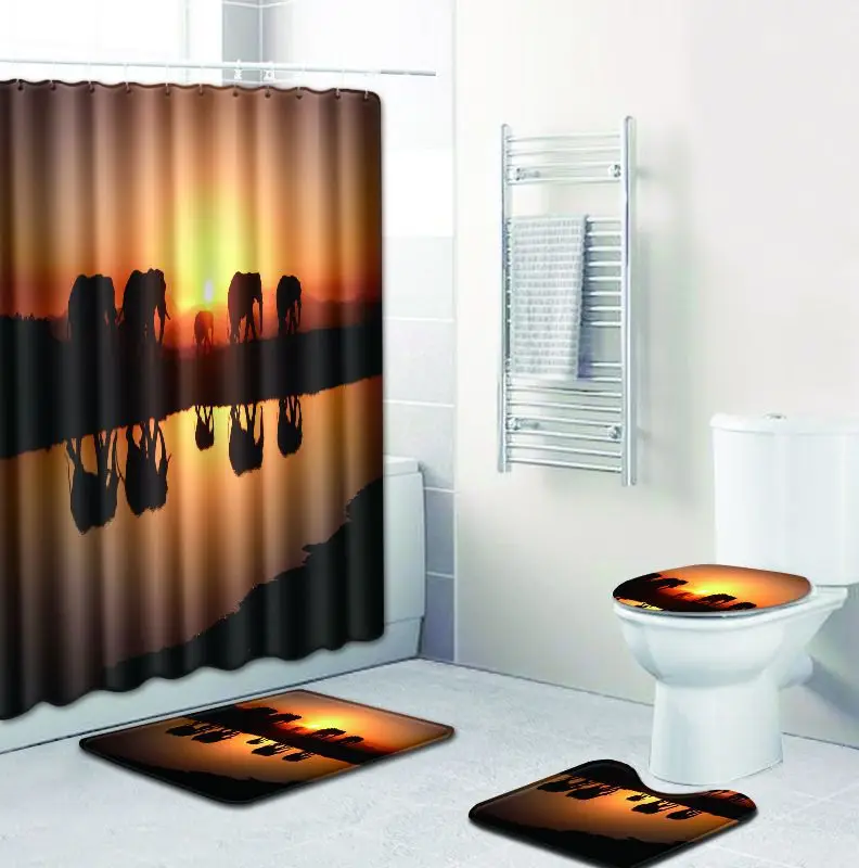 Коврик для ванной Zeegle с принтом слона набор занавесок душа абсорбирующий коврик