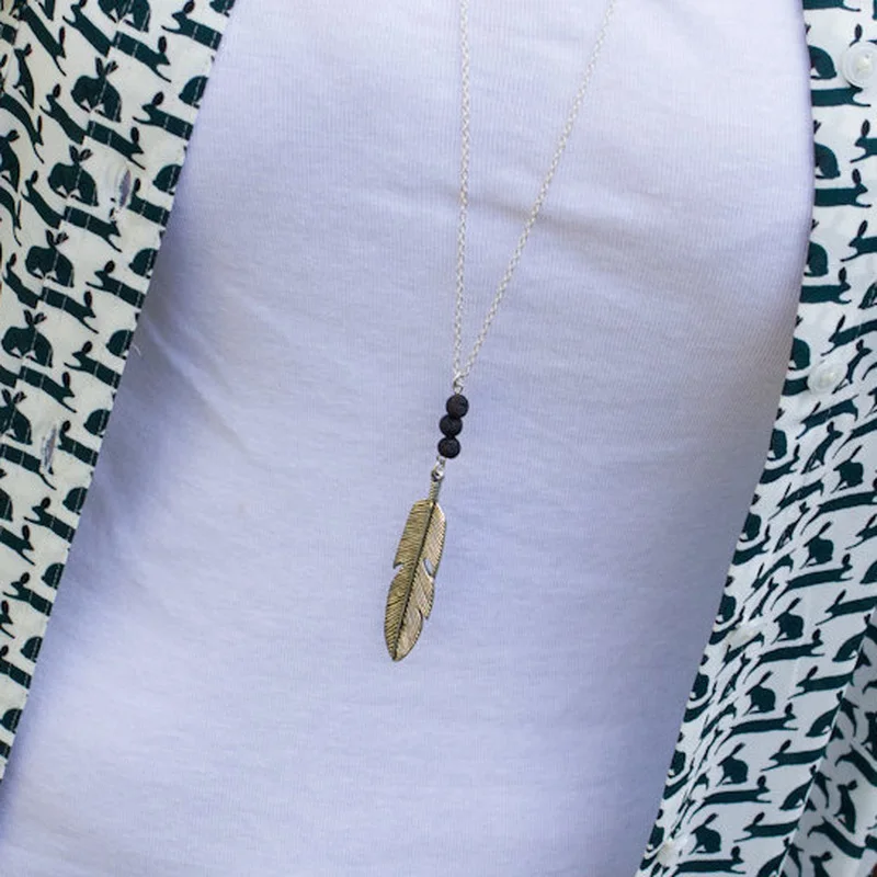 Модные DIY эфирные масла Духи Диффузор кулон длинное ожерелье мини Черная Лава