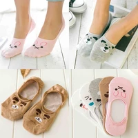 new 1 pairs socks slippers non slip boat loafer cotton women invisible cute low short socks funny cats girls pink cartoon sock