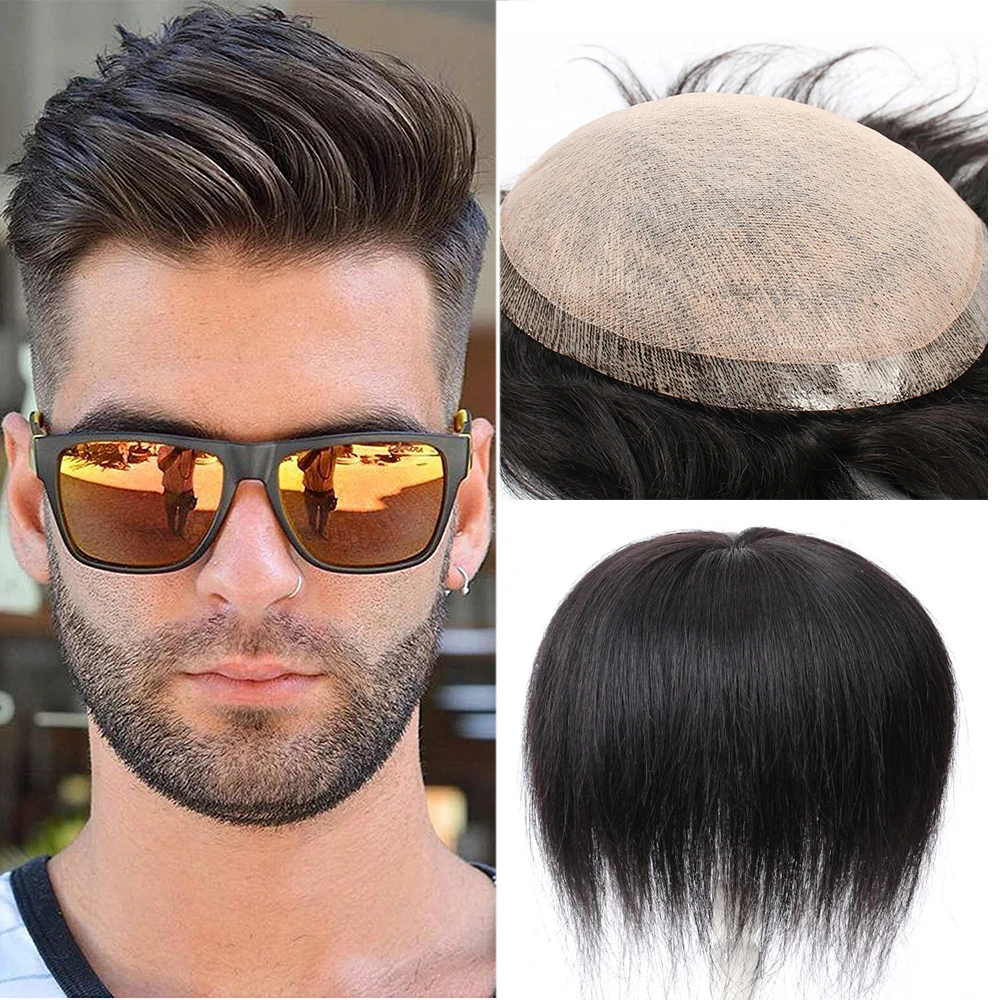 Toupee Men Natural Hair Wig for Men Toupee Men's Wig Male Wigs for Man Hairpiece Mens Hair Replacement System