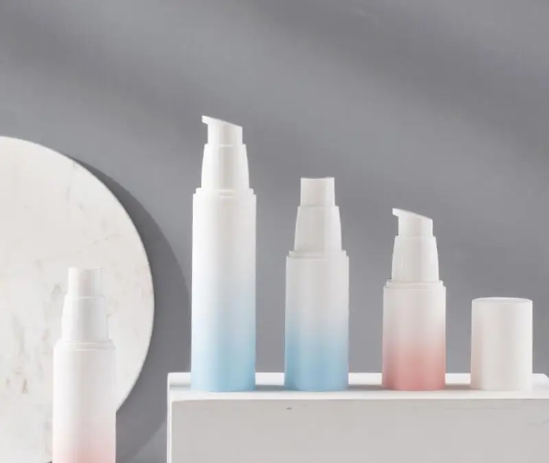 

10Pcs/lot 20ml 30ml 50ml Emulsion Spray Scrub Vacuum Bottle Color Press-packing Plastic White Gradient Color