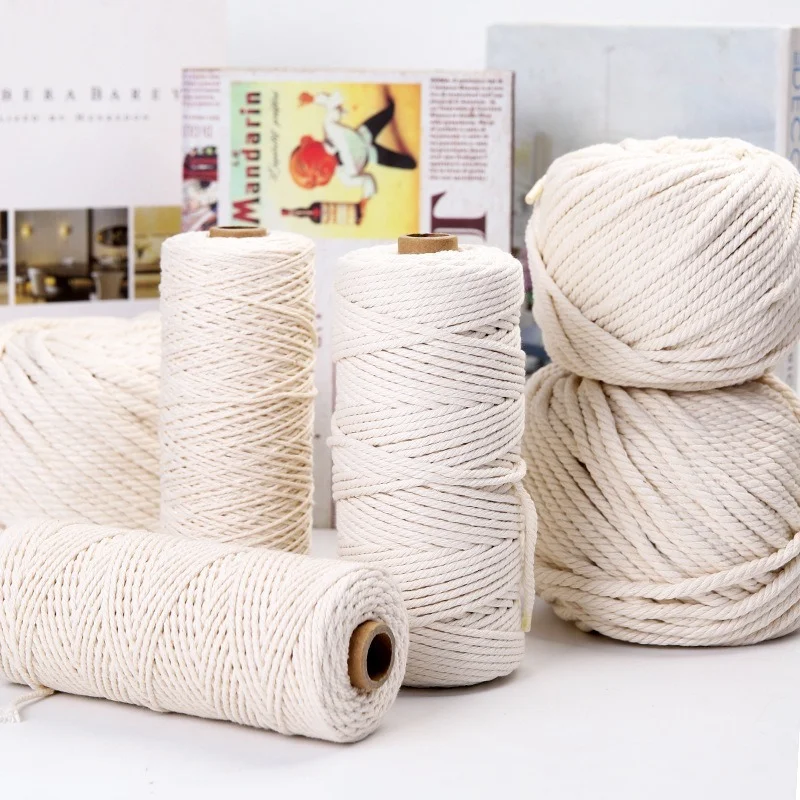 

1mm 2mm 3mm 4mm 5mm 6mm Macrame Rope Twisted String Cotton Cord for Handmade Natural Beige Rope DIY Home Wedding Decorative Gift