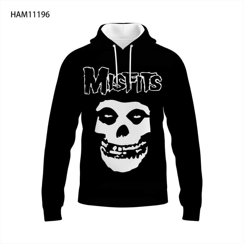

Толстовка Misfits Fiend с изображением черепа для мужчин и женщин, толстовка с капюшоном в стиле панк-рок, с изображением черепа, в стиле хип-хоп, ...