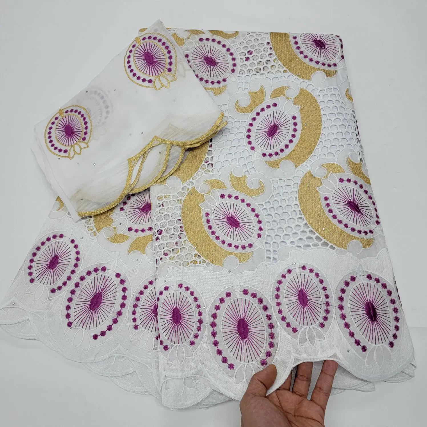 

High quality swiss voile lace african cotton fabric embroidery dry lace with stones nigerian 5+2 yards/lot wedding HLC247