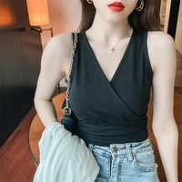 sexy cross slim female camisole summer out streetwear sleeveless t shirt crossover v neck wears