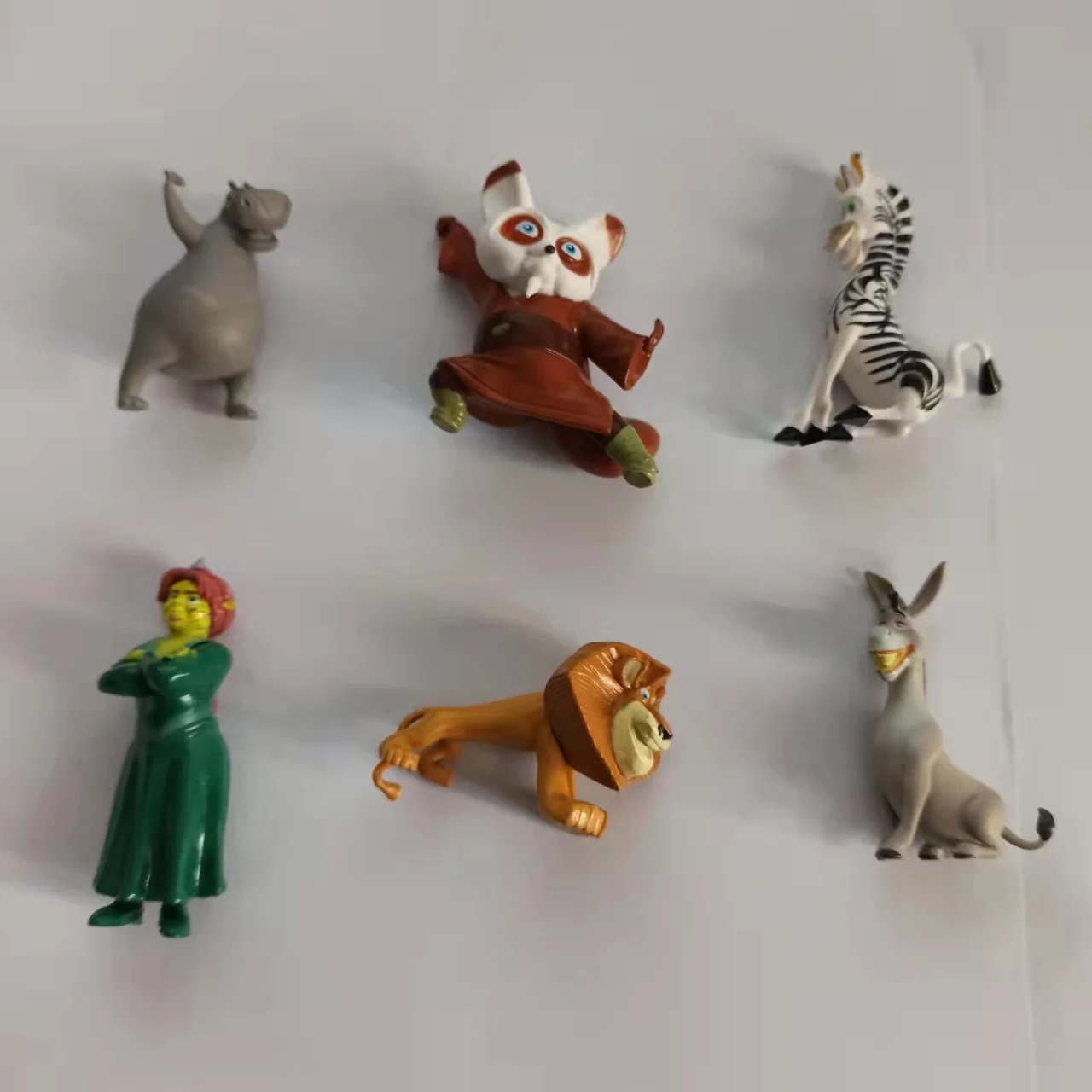 

6pcs mix Madagascar Animals zebra lion Hippo donkey Kung Fu Master Shifu action figure Collectible model dolls