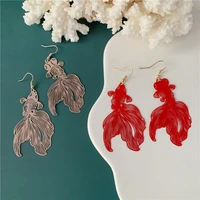 8seasons 1pair fashion goldfish hollow gold color metal drop earring for women wedding party creative dangle earrings jewelry