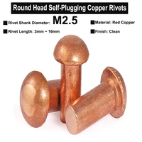 50pcs30pcs m2 5x3mm16mm solid red copper rivets round head cup head self plugging rivet gb867 oval head copper rivet