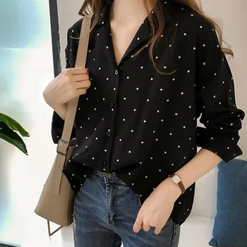 Polka Dot Blouse Women Shirt Long Sleeve Blouse Korean Female Tops Mujer De Moda Tunic Clothing Asian Size 1