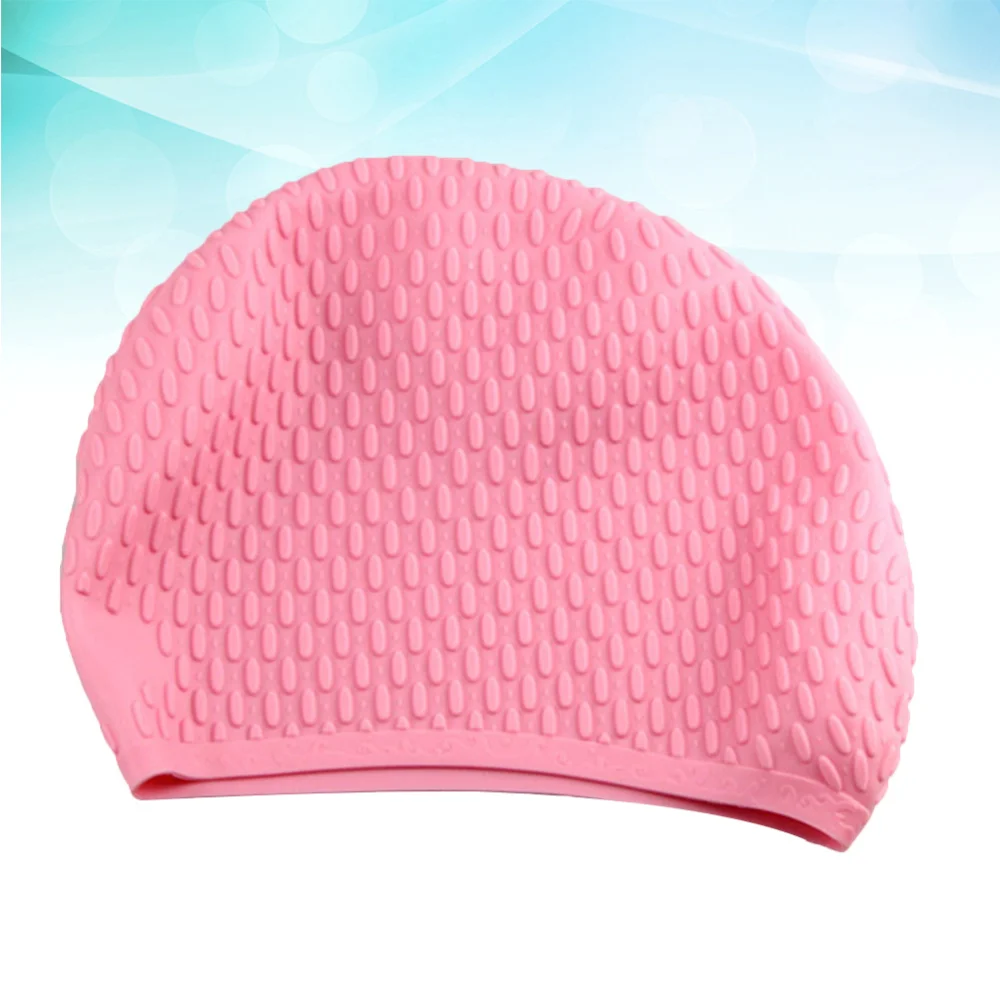 

Useful Silicone Swimming Cap Practical Waterproof Swim Pool Hat Long Hair Ear Protection Swim Caps for Female (White)