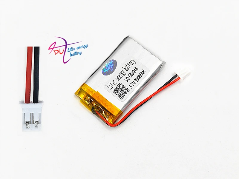 JST PH 2,0 мм 2pin 3,7 в 900 мАч LiPo литиевая полимерная аккумуляторная батарея Разъем 603048 для Mp3 gps bluetooth Камера динамик