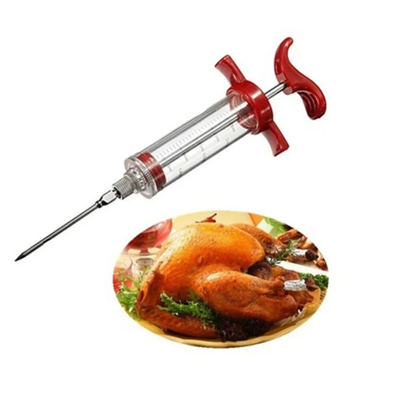Stainless Steel Needles Spice Syringe Marinade Injector Flavor Cooking Meat Poultry Turkey Chicken BBQ Tool | Дом и сад