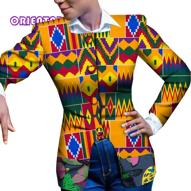 Африканское пальто с длинным рукавом для женщин африканский восковой принт