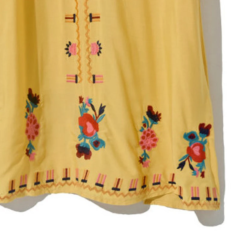 Женское пляжное платье с вышивкой длинное в этническом ретро-стиле расклешенным