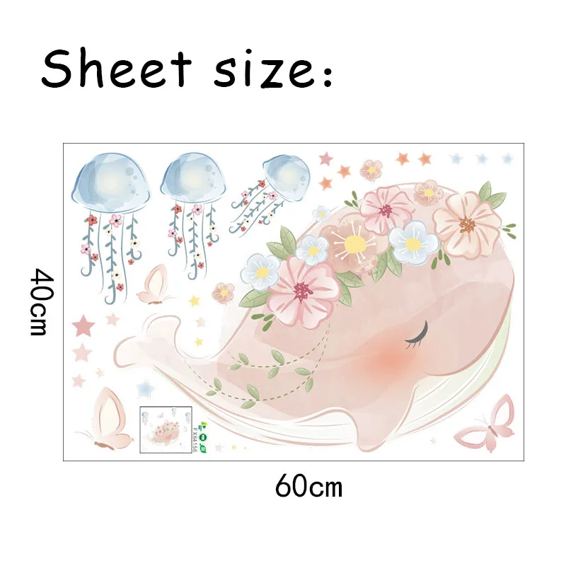 Милый Розовый Кит венок Медузы декоративные наклейки DIY домашний настенный