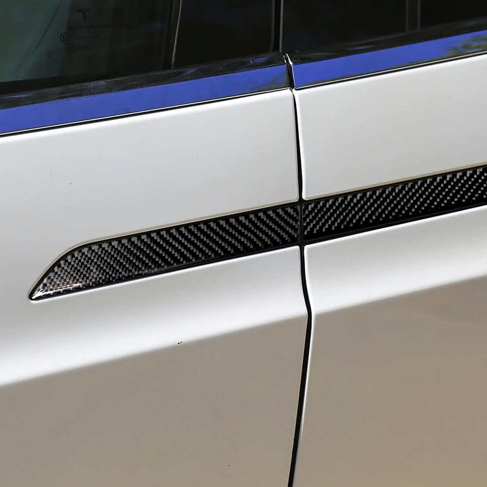 

4Pcs/Set Black Real Carbon Fiber Exterior Door Handle Cover Trim For Tesla Model X Door Handles Car Exterior Handle Cover Trim