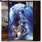 Алмазная живопись 5d сделай сам 60x90, пейзаж, волк, девушка, луна, Сова, полноразмерная мозаика с квадратными и круглыми стразами из смолы, Новое поступление