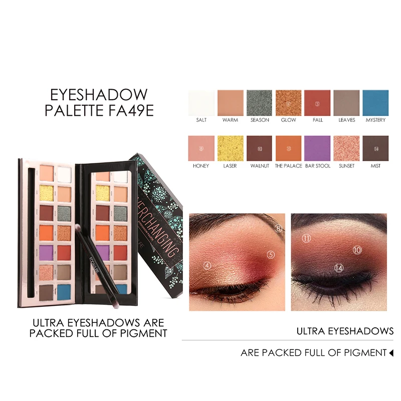 FOCALLURE палитра теней для век нюдовые матовые гладкие пигментированные тени |