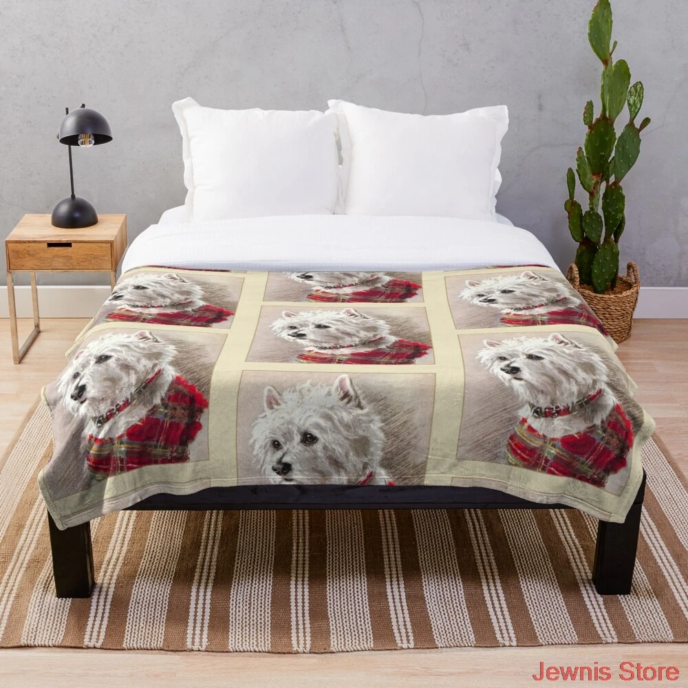 

Покрывало с изображением шотландской собаки Highland Westie, мягкое покрывало на кровать для детей, девочек, мальчиков, рождественский подарок