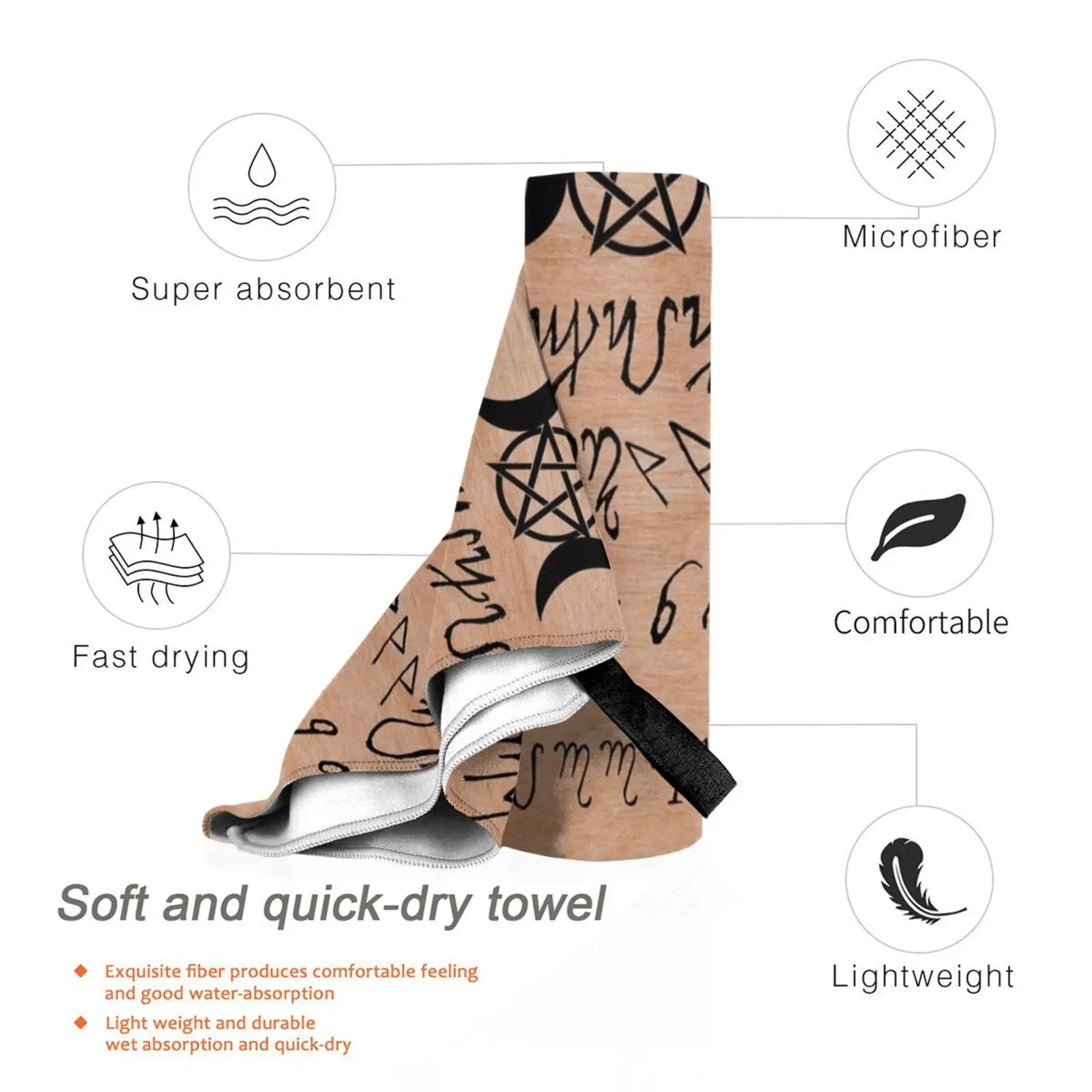 Быстросохнущее полотенце Theban Ouija портативное забавное для спортзала и ванны