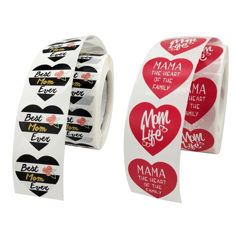 

500 шт., наклейки на день матери, герметичные этикетки в виде сердца семьи, наклейки в подарочной коробке