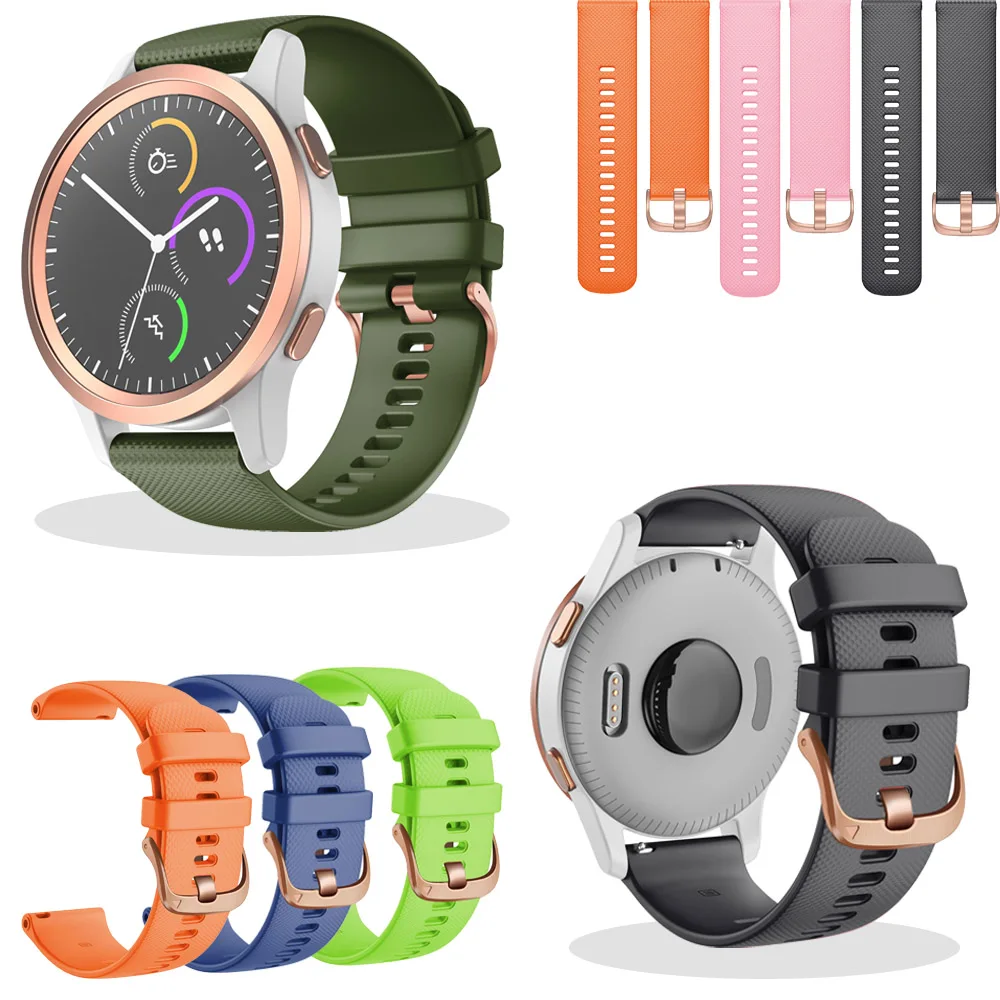 Ремешок силиконовый с пряжкой под розовое золото для Garmin Vivoactive 3 Benz/3S 4S браслет
