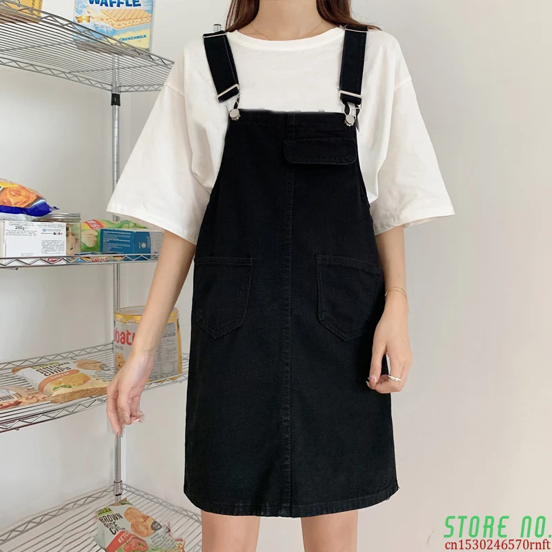 

Летнее женское джинсовое платье на бретельках, тонкий белый сарафан без рукавов для девочек-подростков, женские черные короткие джинсовые ...