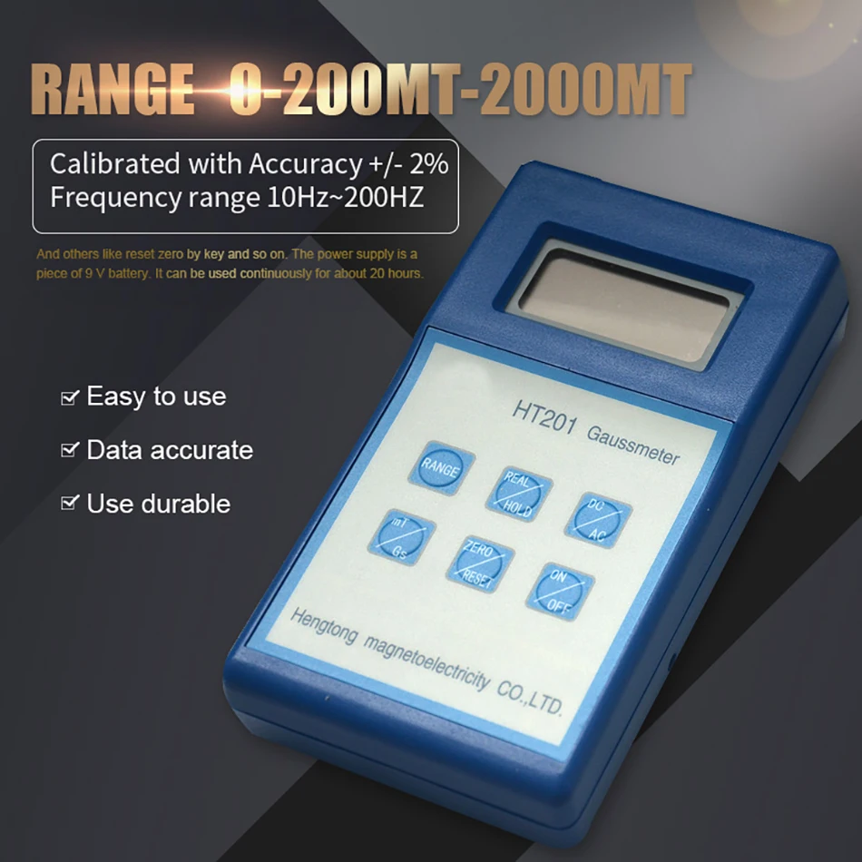 Новый профессиональный цифровой Гаусс Тесла метр Gaussmeter HT201 ручной Высокоточный