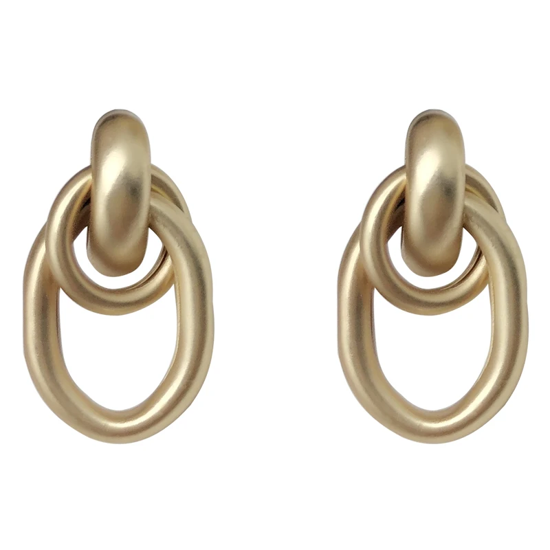 

New Fashion metal matte earring temperament hip hop oval golden earrings women jewelry girl student gifts