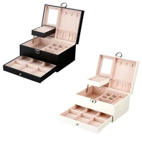 fashion design leather jewelry box jewelry case jewelry package storage large space jewelry ring necklace bracelet hot selling