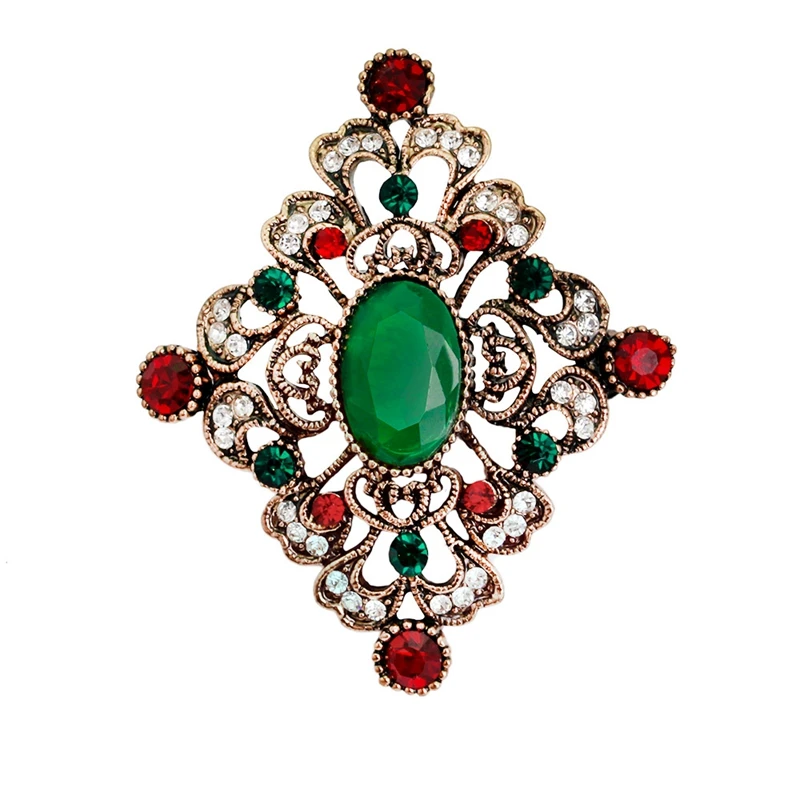 Винтажные геометрические большие зеленые камни фотобулавки Женские аксессуары