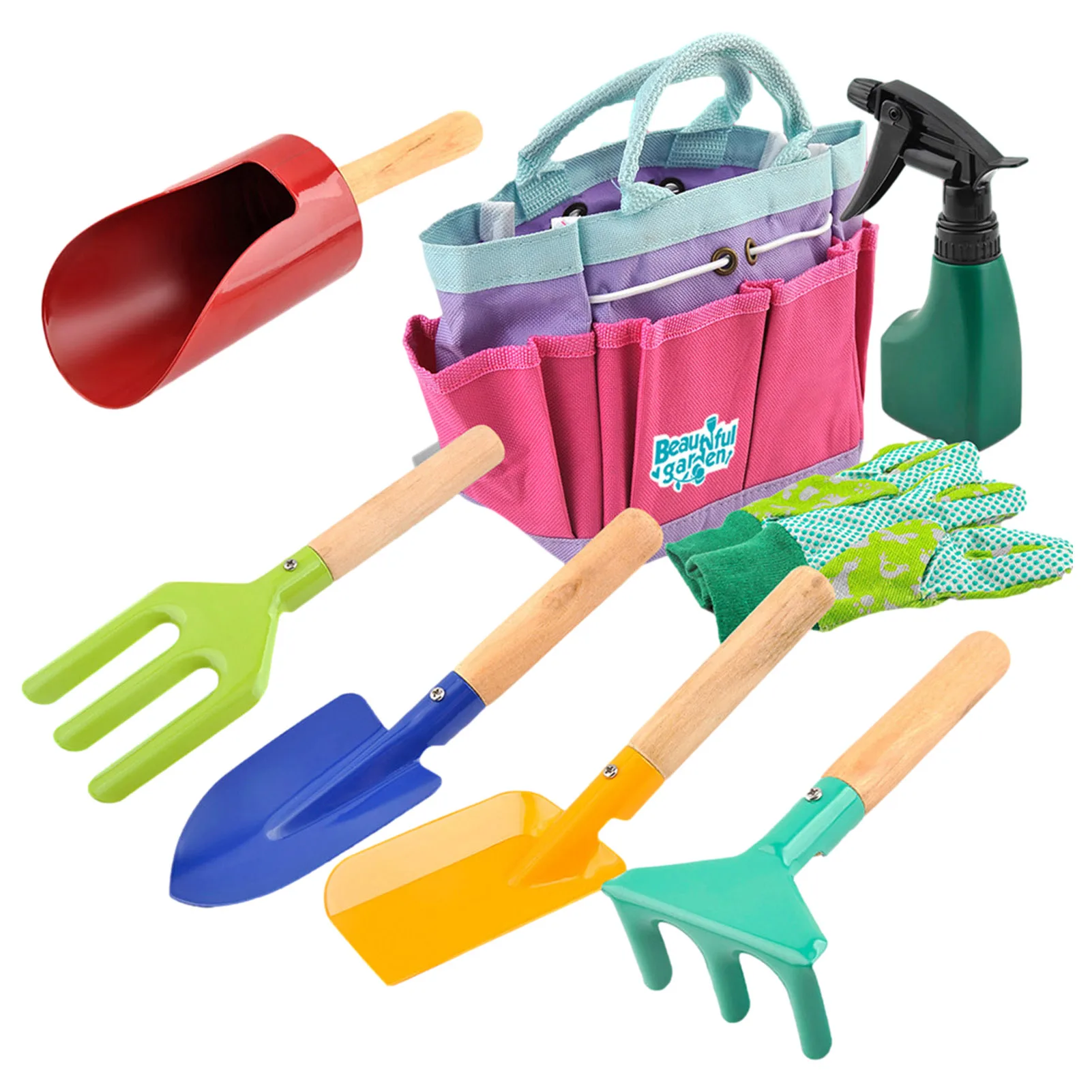 

8pcs Kids Garden Tools Pretend Watering Shovel Rake Spade Toys For Children Tool Learning Educational Beach Play Sand Game Toys