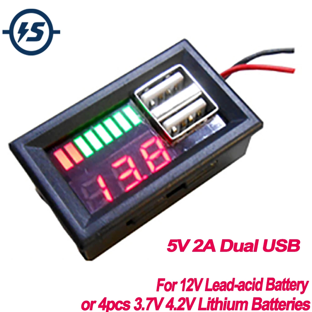 Емкость литиевой батареи Вольтметр с индикатором напряжения тестер 5 в 2 А