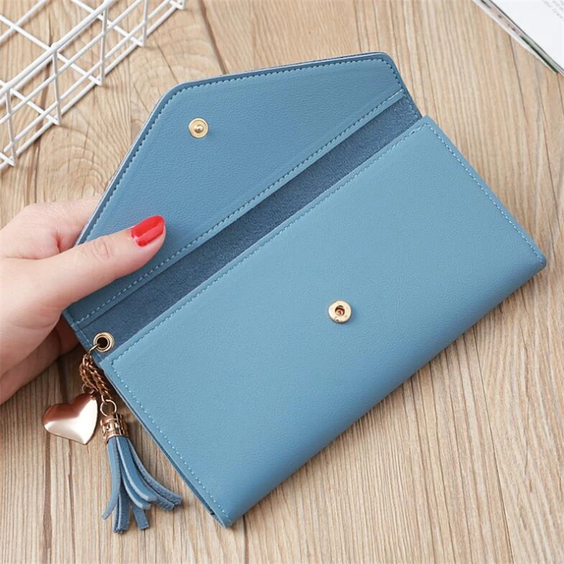 

Brand Designer Coin Purses Leather Wallets Women Long Tassel Luxury Clutch Phone Wallets Female Credit Card Holder Money Bags