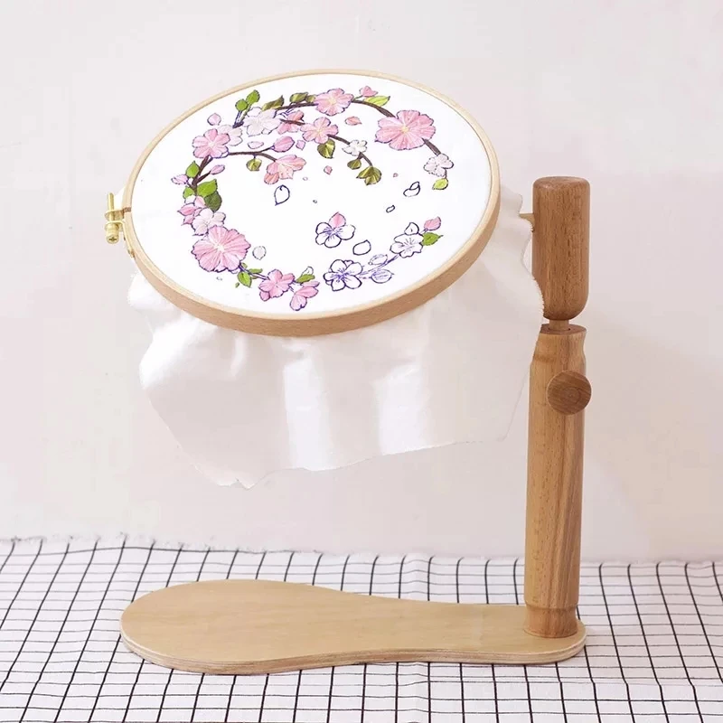 

Embroidery Hoop Stand Frame Adjustable Wooden Ring Cross Stitch Embroidery Sewing Tools