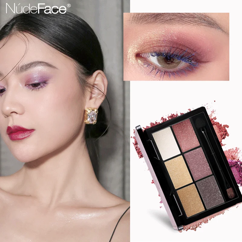 6 цветов Палитра теней для век Блеск глаз Красота глазированный корейский стиль