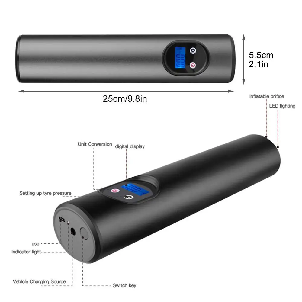 en Ucuz Taşınabilir Hava Kompresörü, Mini Hava şişirme El Lastik Pompası 2000mAh Dijital LCD Led ışık 12V AC DC Araba Bisiklet Için RV