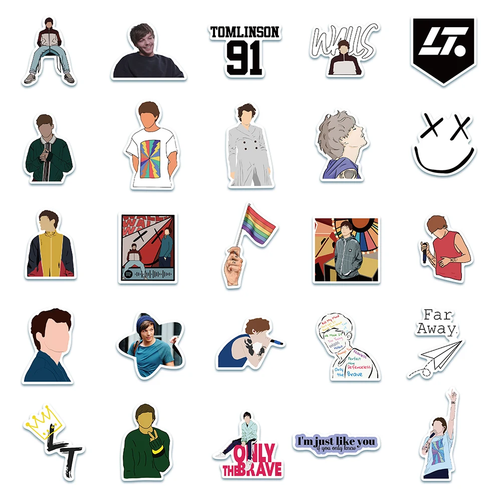 Pegatinas impermeables de Singer Louis Tomlinson, 10/25/50 Uds., para port&aacute;til, equipaje, Guaitar, monopat&iacute;n de juguete-1