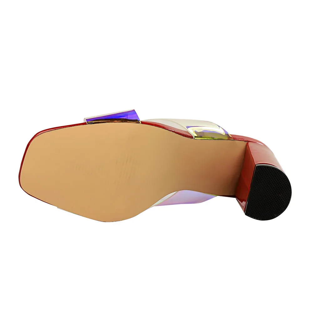 Женские мюли на квадратном каблуке 2020 см желтые неоновые сандалии с открытым