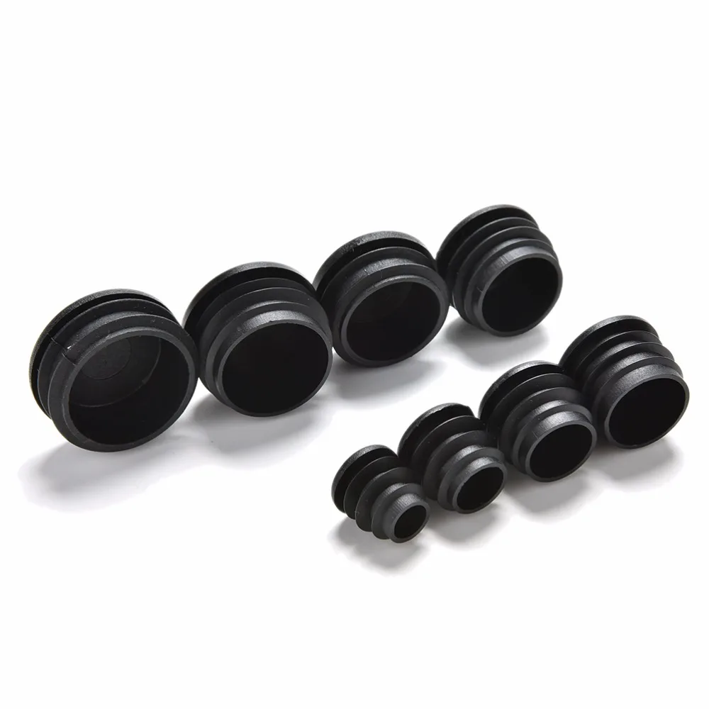 

10Pcs Black Round Plastic Cover Furniture Leg Plug Blanking End Caps Insert Plugs Round Pipe Tube Bung 8 Sizes