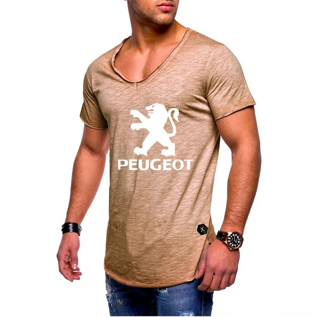 Футболка мужская летняя однотонная с коротким рукавом и V образным