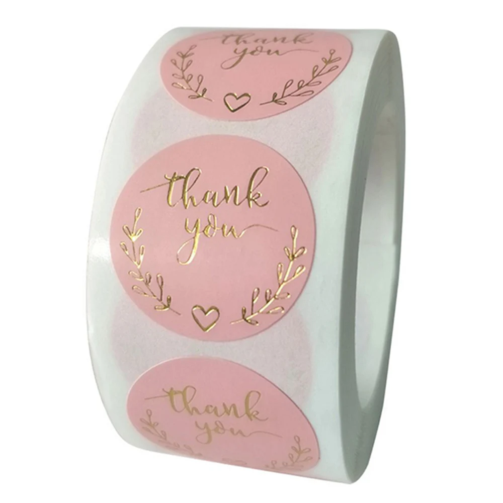 500 шт. 1 дюйм розовые бронзирующие наклейки спасибо украшение на свадьбу