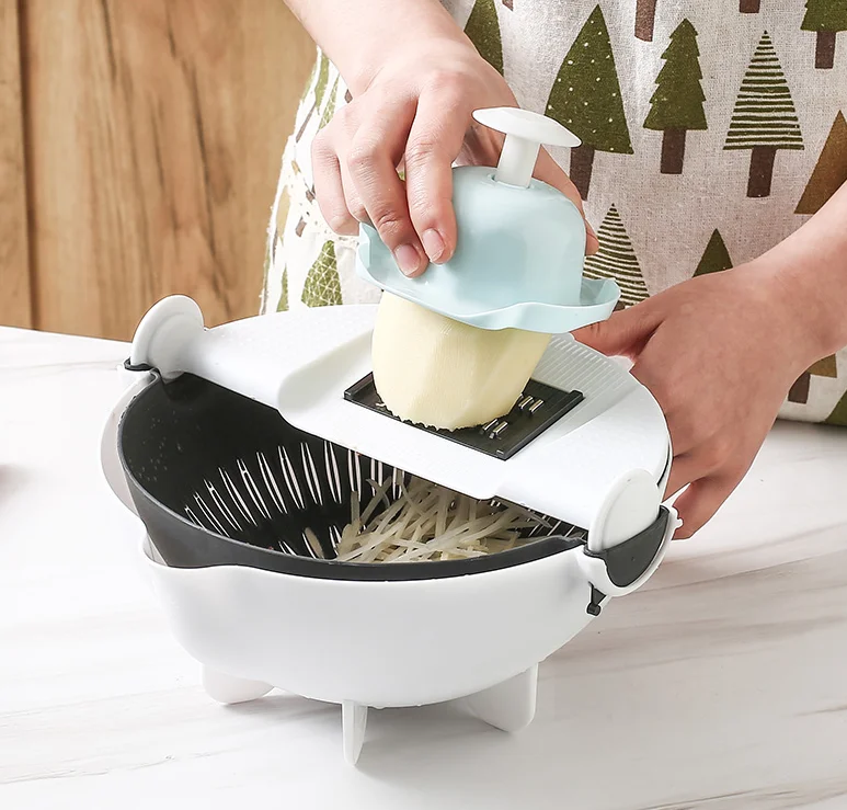 

Household multifunctional vegetable shredder slicing, slicing, slicing and rotary drain basket