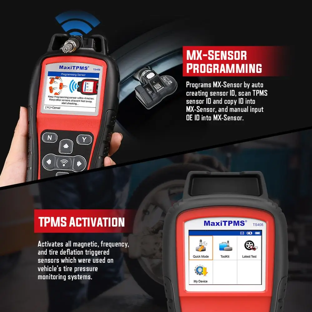 Autel MaxiTPMS TS408 TPMS диагностический сканер датчик активации 315 433 МГц Программируемый
