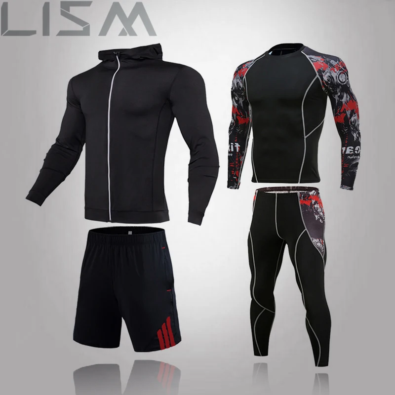 

Men's Compression Running Set Tight Legging Shirt Pant Long Sleeves Sport Clothing Teenager Tracksuit Suit Man Sportwear Dry Fit