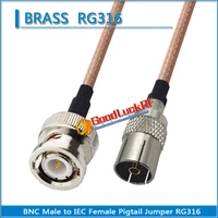 1x pcs high quality q9 bnc male to tv iec female pigtail jumper rg316 cable extend cable bnc iec 50 ohms low loss
