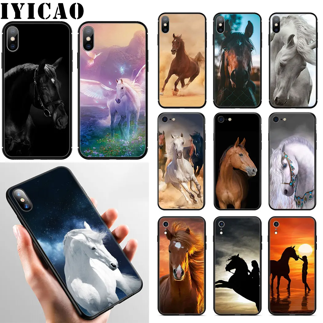 Мягкий чехол для телефона IYICAO Horse Animal iPhone XR X XS Max 6 6S 7 8 Plus 5 5S SE | Мобильные телефоны и