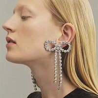 2021 fashionable luxury shiny rhinestone bow crystal earrings korean temperament handmade womens pendant earrings