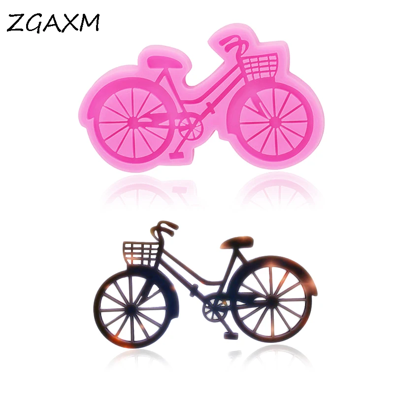 

LM985 Shiny Bicycle epoxy resin silicone mould bicycle keychain pendant accessory making clay molds chocolate cake baking gadget